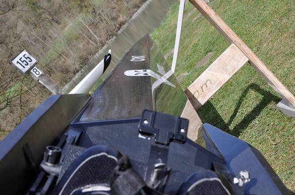 Looking down the stern of a Swiift Racing Elite Carbon 2-